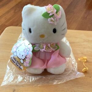 Hello Kitty Plush with Pink Dress and Floral Details